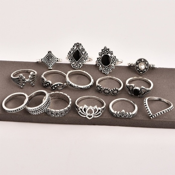 15pcs/Set Trendy Boho Rings - Picture 2 of 8
